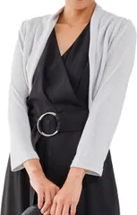 AUNI(アウニイ) ボレロ ニット カーディガン レディース 結婚式 可愛い ドルマンシルエット 華やか パーティー SIL( シルバー / 77000019,  3L)