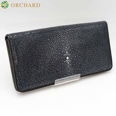 スティングレイ 二つ折り ロングウォレット 極薄デザイン ネイビー 藍色 メンズ レディース 高級レザー