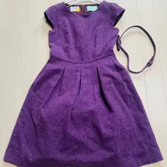 ほぼ新品 トッカ ワンピース Aライン ロング ベルト ウール 無地 レディース M相当パープル系 G0067