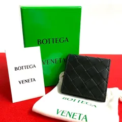 極 美品 箱 袋付き BOTTEGA VENETA ボッテガヴェネタ マキシイントレチャート レザー 本革 コインケース 小銭入れ ブラック 23211