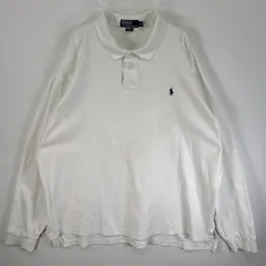 古着 90's/90年代 ポロバイラルフローレン Polo by Ralph Lauren 長袖 ポロシャツ ロゴ 刺繍 大きいサイズ 2ボタン XXL  ホワイト 無地 メンズ