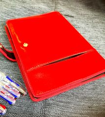 B5大学―とサイズ【表紙ポケット付きノートカバー】合皮■ベルト止め■ワイン