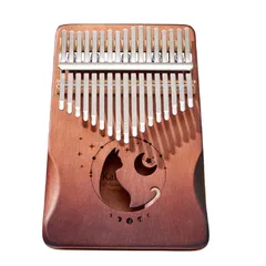 【数量限定】17キー 猫 Kalimba ネコ 木製 カリンバ 親指ピアノ サムピアノ [Cicogna] フィンガーピアノ (ブラウン)のサムネイル