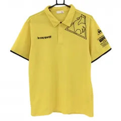 ルコック 半袖ポロシャツ イエロー×黒 ロゴプリント  メンズ O(XL) ゴルフウェア le coq sportif