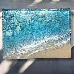 <傾斜厚盛りボード★訳ありお値引き品>  超立体  沖縄の海 レジンアートボード　美ら海　オーシャンアート　N022