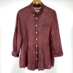 90s FLAX フラックス リネン ノーカラー シャツ レディース 古着 FLAX 無地 ソリッド 1ポケット ノーカラー