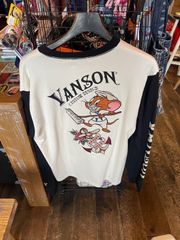 VANSON トムとジェリー コラボ ロンT TJV-2332 バンソン TOM AND JERRY 刺繍 長袖Tシャツ