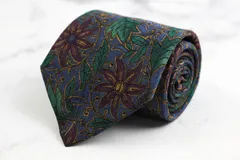 ダンヒル ブランド ネクタイ シルク ボタニカル柄 総柄 PO メンズ ネイビー Dunhill 【中古】