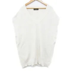 グリーンレーベルリラクシング ユナイテッドアローズ green label relaxing ニットベスト プルオーバー ロング丈 Vネック 無地 F アイボリー /FF32