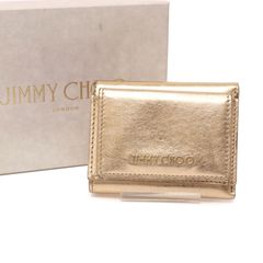 ジミー チュウ ナイマ NAIMA 折り財布 ウォレット folded wallet 三つ折り 小さい財布 レザー 本革 金 ゴールド gold Jimmy Choo