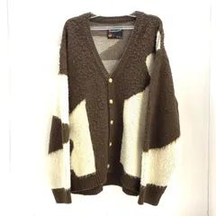 【中古】TOWNCRAFT モヘアカーディガン L ブラウン×ホワイト[92]