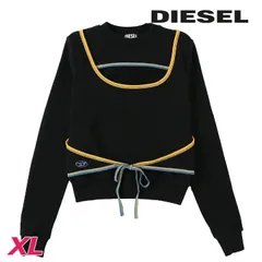 新品・未使用 ディーゼル DIESEL [XLサイズ] 長袖スウェットトップ レディース ワンポイントオーバルDロゴ刺繍 胸元カットアウト F-CROSSETTE