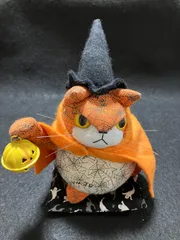 【未使用】萩工房　人形匠　小山内保夫　わるねこ 萩工房 わるねこ 熊手・鈴持ち 金魚柄 座布団付き