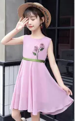 キッズ ワンピース ワンピ 子供 女の子 ノースリーブ Aライン 花柄 子ども 韓国子供服 ラウンドネック 女児 ワンピース 夏服 春物 お出かけ おしゃれ カジュアル オシャレ シンプル きれいめ キレイ かわいい パープル 120cm dn121l6