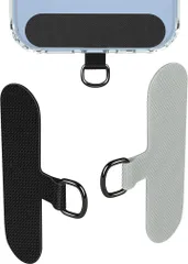 COCASES ストラップホルダー 2枚 スマホストラップ ストラップホール ストラップパッチ スマホショルダー 便利 紛失・落下・盗難防止 全機種対応 灰黒(「2枚」ブラックxグレー,  「Type-(1)」不織布製)