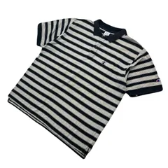 チャンピオン ポロシャツ メンズ 4L ボーダー 【 希少 ビッグサイズ 】 ブラック グレー Champion ●CE375