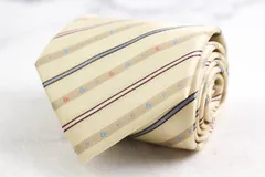 ディズニー ブランド ネクタイ ミッキー ミニー ストライプ柄 ドット  キャラクター柄 PO メンズ ベージュ Disney 【中古】