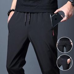 アイスシルクパンツ メンズ ストレッチ 速乾 パンツ ロング丈 ジョガーパンツ 通気性 快適 軽く チノパン スポーツパンツ ゴルフパンツ カジュアル