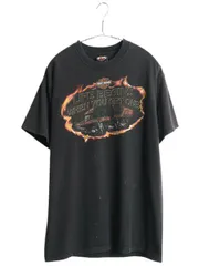【お得なクーポン配布中!】 USA製 ハーレー ダビッドソン 両面 プリント Tシャツ メンズ L / 古着 オフィシャル イーグル バイク ファイヤー グラフィック イラスト 黒