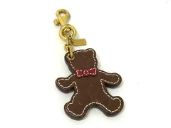 ■美品■ COACH コーチ レザー ベア くま キーホルダー バッグチャーム レディース レッド系 DK1481