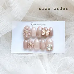 No.b02 ピンク系ビジューぷっくりフラワー蝶々マグネット韓国ワンホンネイルチップ