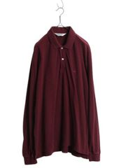 【お得なクーポン配布中!】 90s USA製 ブルックスブラザーズ 鹿の子 長袖 ポロシャツ メンズ L / オールド Brooks Brothers ゴールデン フリース ワンポイント エンジ