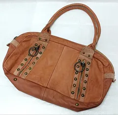 ・中古レディース　DAKOTA・ダコタ　牛本革レザー　ブラウン　ハンドバッグ