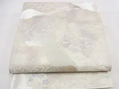 平和屋着物■六通柄袋帯　道長秋草文　銀糸　逸品　n-kg3939