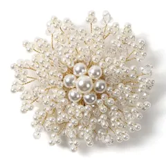 [ティグロス] TIGLOSS ブローチ コサージュ パール フラワー 花 飾り セレモニー フォーマル ジャケット スーツ ギフト 贈り物 結婚式 お呼ばれ ドレス パーティー ピン クリップ おしゃれ りぼん 専用BOX付 