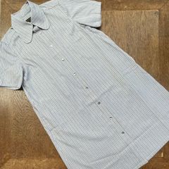 original john BEAGLE COLLAR SHIRTS DRESS STRIPE SAX　　モッズ　昭和　レトロ　シャツワンピース　ストライプ