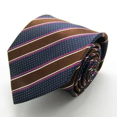 クリケット ブランド ネクタイ ストライプ柄 ドット シルク PO メンズ ネイビー CRICKET 【中古】