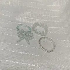 ✳︎ビーズリング✳︎みずいろ✳︎リボン✳︎