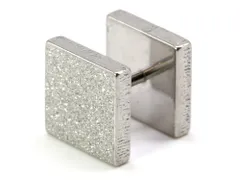 ボディピアス 16G ストレートバーベル スクエアプレート(シルバー)(プレート10mm)