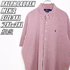 【US古着･90’s~】RALPH LAUREN　ラルフローレン　半袖チェックシャツ　メンズ　サイズ表記XXL　2XL~3XL相当　ピンク系×アイボリー×ネイビー