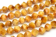 ゴールデンタイガーアイ シンプルスターカット 8mm １連（約３８cm） パワーストーン 天然石 _R5117-8