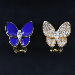 【Van Cleef & Arpels】ヴァンクリーフ＆アーペル ドゥパピヨン VCARP3DO00 K18イエローゴールド×ダイヤモンド×ラピスラズリ レディース 9.1g イヤリングのサムネイル