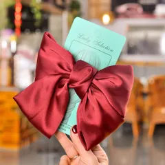 リボン ヘアクリップ おしゃれ ファッション シンプル プレゼント 通勤 結婚式 入学 フォーマル赤P_0