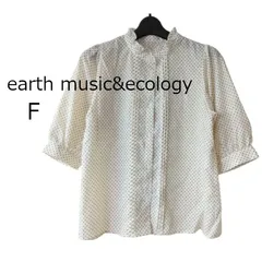 【美品】 earth music&ecology　アースミュージックアンドエコロジー ピンタック フリル ブラウス F ドット