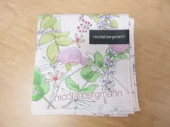 タグ付き 未使用品 nicolai bergmann ニコライバーグマン ハンカチ 花柄 ロゴ 綿100％ ピンク系のサムネイル