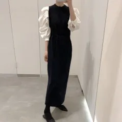 シャツ ロング 長袖 異素材 バイカラー ドッキング ワンピース【0914】