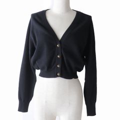 極美品☆正規品 DOLCE&amp;GABBANA ドルチェ＆ガッバーナ DGボタン付  カシミヤ100% ニットカーディガン／ボレロ ブラック 黒 44 イタリア製