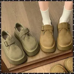 モカシンシューズ 厚底スエード調パンプス レディース 厚底ソール ローファーフェイクスエード プラットシューズ 美脚 カジュアル靴 歩きやすい 秋冬新作スリッポン おしゃれ モカシン 履きやすい疲れない ムートンパンプス