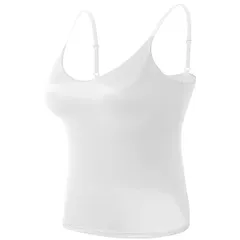 カップ付きキャミソール ブラトップ レディース サテン 光沢 艶 キャミソール インナー エレガント 上品 シンプル 軽やか 楽ちん 肩紐調節  黒 白 茶 rr-045