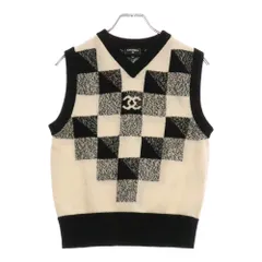 CHANEL シャネル ニット ベスト カシミヤ100% チェック グリーン