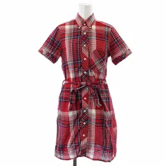 エンジニアードガーメンツ Engineered Garments FWK ボタンダウン シャツ ワンピース ミニ丈 半袖 チェック柄 1 S 赤 レッド 紺 ネイビー /KWのサムネイル