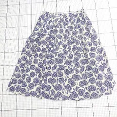 ◇ ⊂ ヒューマンウーマン 花柄 バラ柄 膝下丈 プリーツ スカート サイズ2 アイボリー系 ネイビー系 レディース E  【1508260030991】