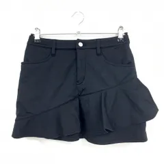 【超美品】ジャックバニー スカート 黒 星地模様 裾フリル 裏起毛 内側インナーパンツ レディース 0(S) ゴルフウェア Jack Bunny