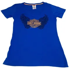 Harley-Davidson プリントTシャツ 半袖 レディース ブルー