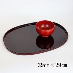 小判盆 トレー トレイ お盆 溜 39cm 日本製 お膳 会席膳 割れない 耐久 食器 越前漆器 業務用漆器