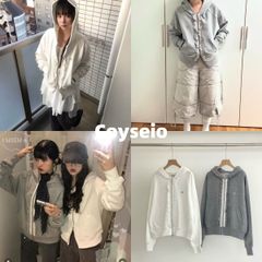 新品 韓国 COYSEIO コイセイオRUFFLE LACE HOOD ZIP-UP 人気 ジャケット アウター パーカー ストリート 長袖 かわいい おしゃれ 韓国【2色選択可能】
